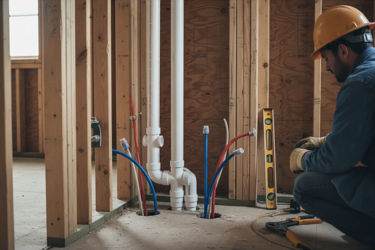 Drain and supply rough-in during Leak Detection in Casper