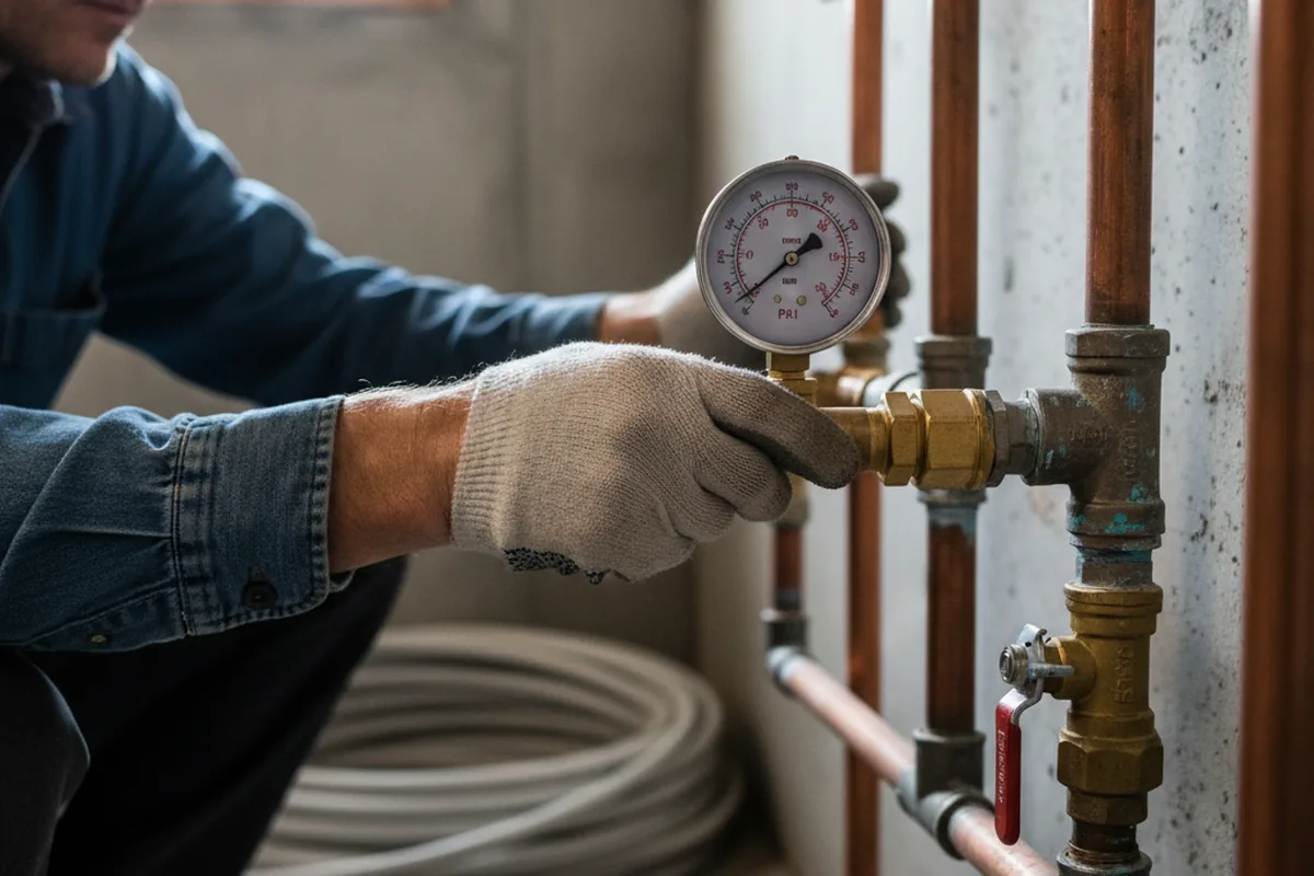 Pressure testing a repaired line during Water Line Repair in Casper